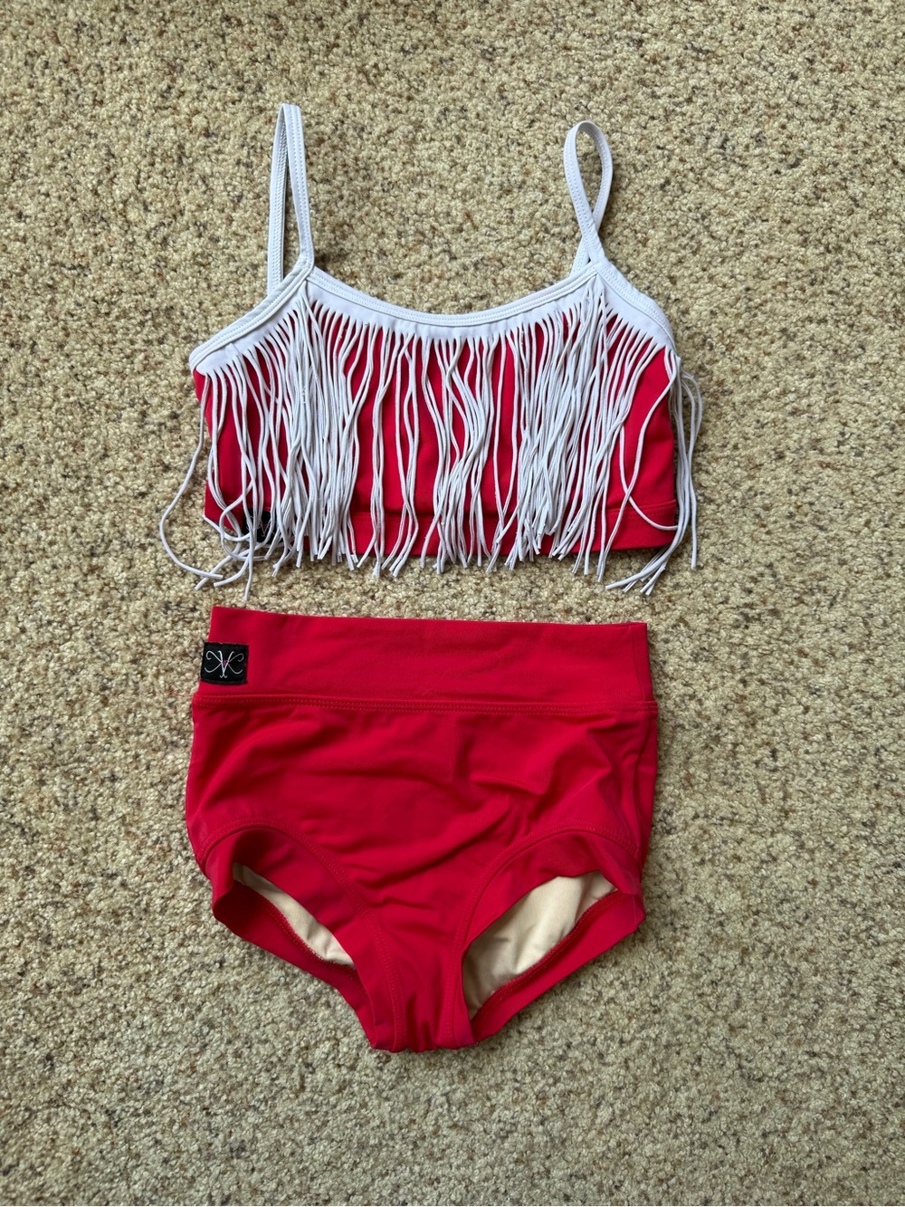 KANDI KOUTURE Girls Red Fringe Two-Piece Matching Set